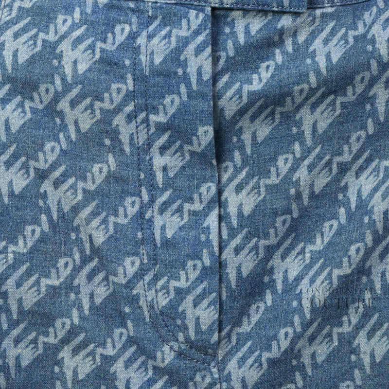 Logo Brush Blue Chambray Trousers | 40