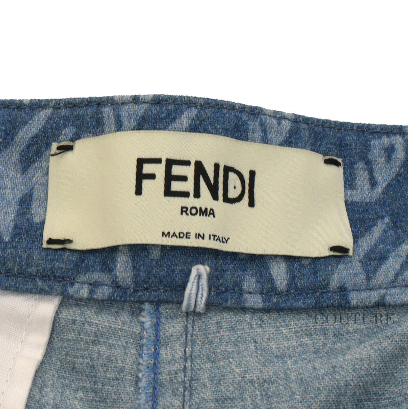 Logo Brush Blue Chambray Trousers | 40
