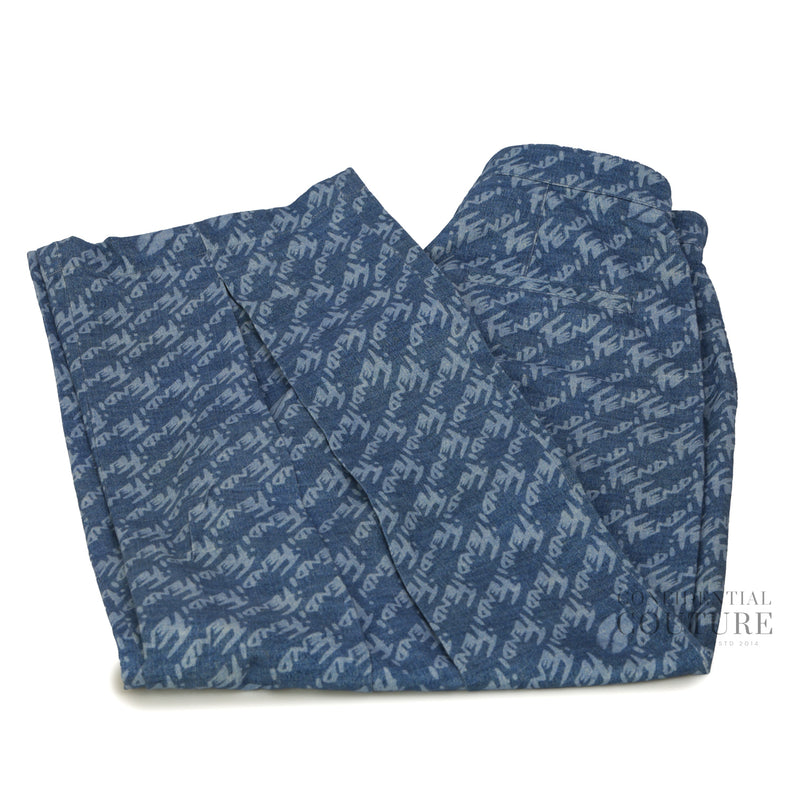 Logo Brush Blue Chambray Trousers | 40