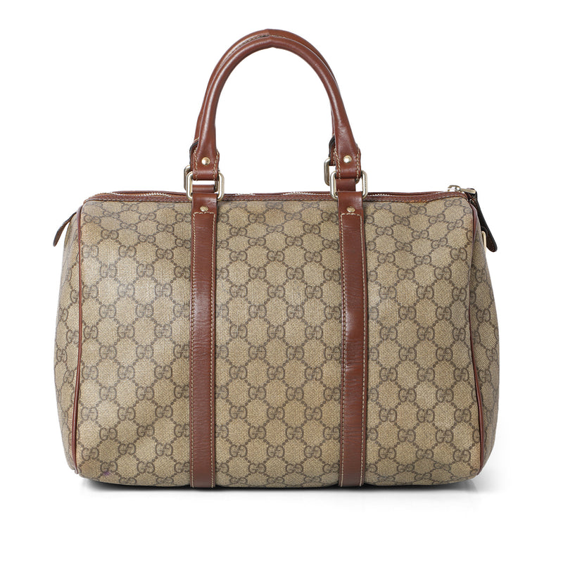 Women pre loved gucci beige brown gg coated canvas medium joy boston bag