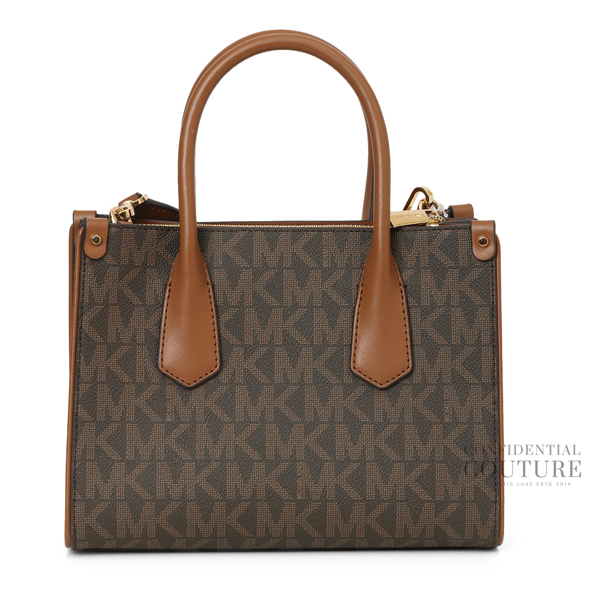 Michael Kors Brown Monogram Maple Small Satchel with Detachable Strap