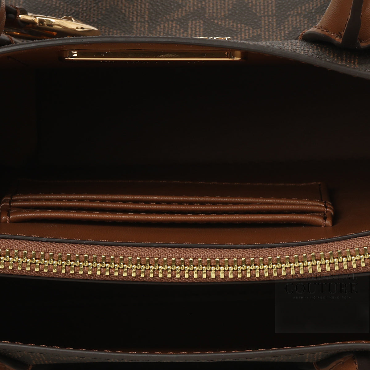 Michael Kors Brown Monogram Maple Small Satchel with Detachable Strap