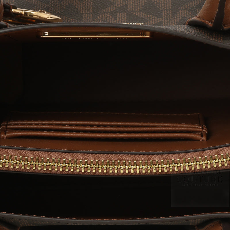 Michael Kors Brown Monogram Maple Small Satchel with Detachable Strap