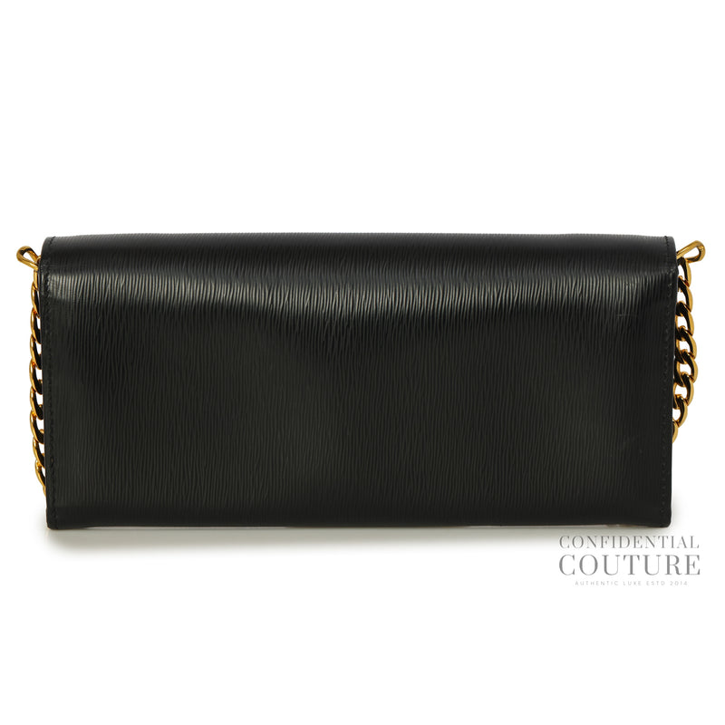 Black Move Leather Wallet on Chain Clutch Bag