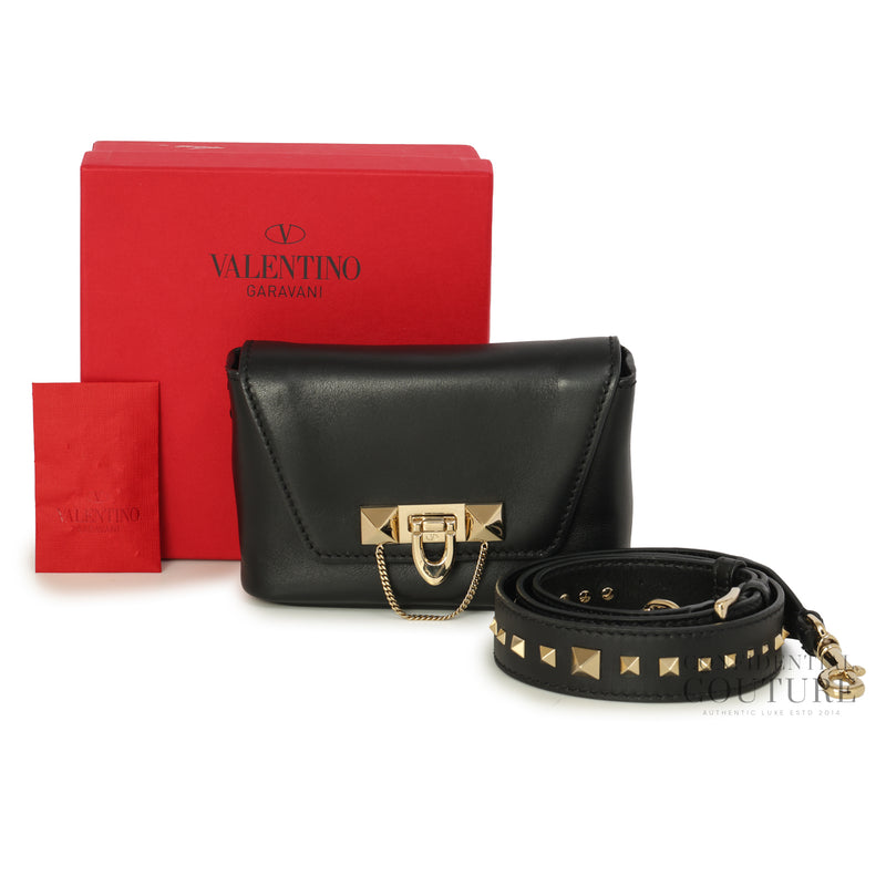 Garavani Demilune Black Leather Crossbody Bag