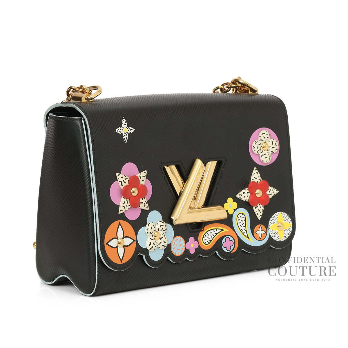 Black Epi Bloom Flower Twist MM Bag