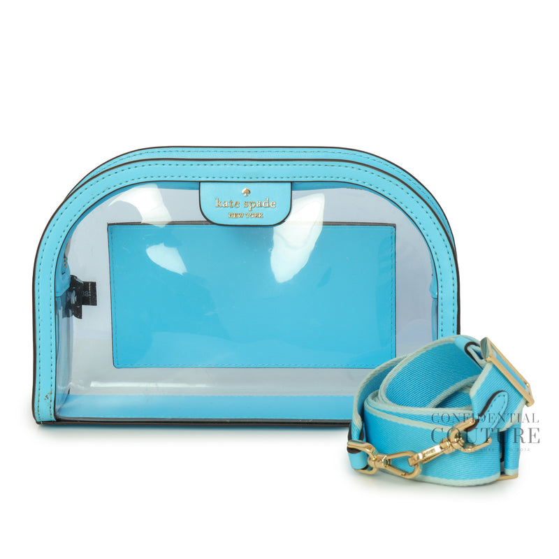 Clare See-Through Blue Agate Small Dome Crossbody Bag