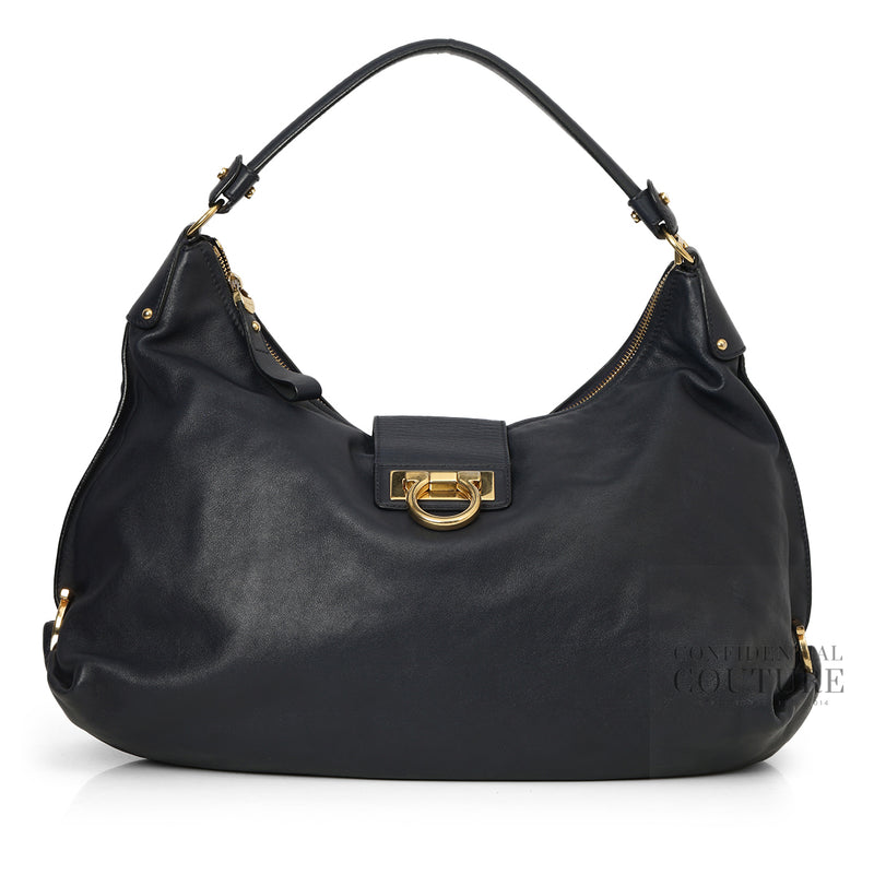 Salvatore Ferragamo Navy Large Fanisa Hobo Bag