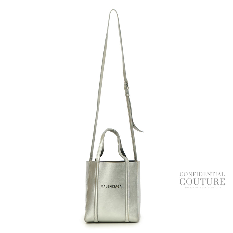 Silver Calfskin Leather XXS Tote Bag