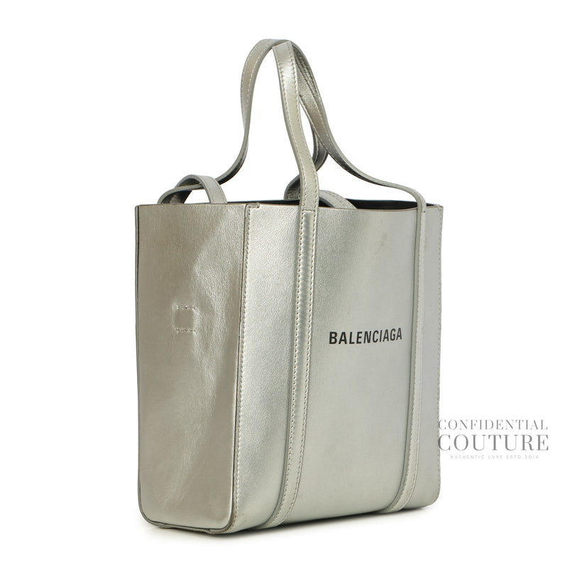 Silver Calfskin Leather XXS Tote Bag