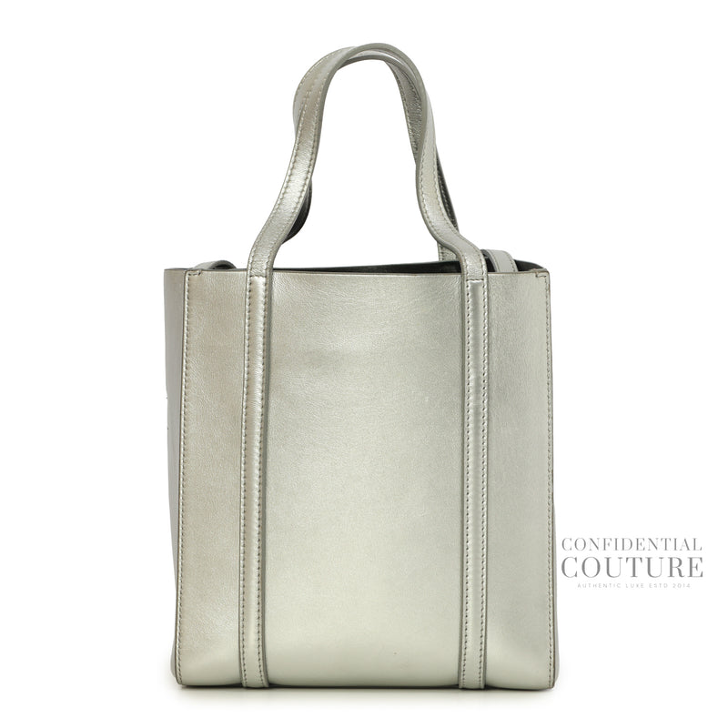Silver Calfskin Leather XXS Tote Bag
