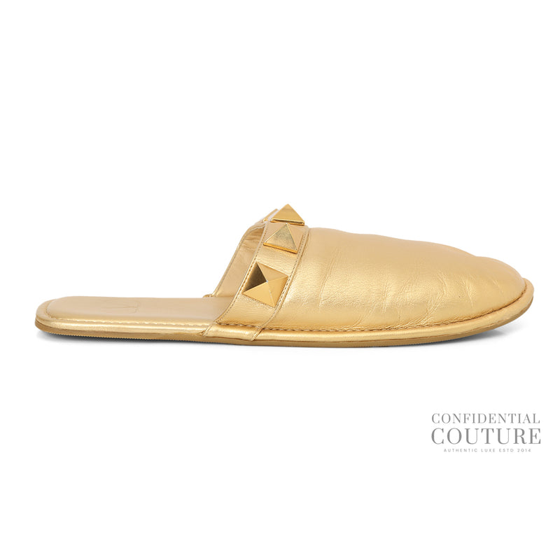 Garavani Gold Roman Stud Metallic Leather Mules EU 39 | UK 6 | US 9