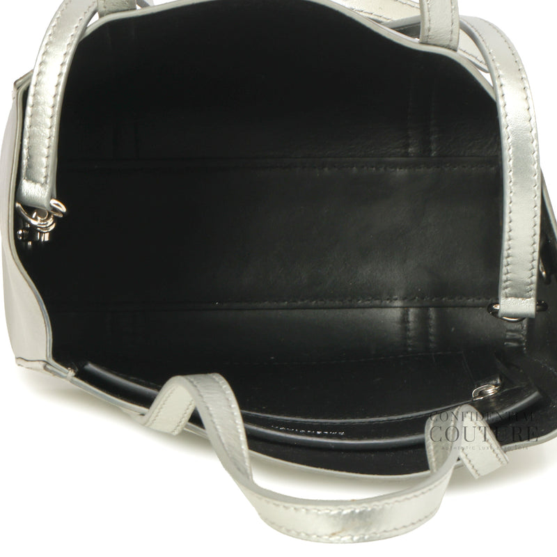 Silver Calfskin Leather XXS Tote Bag