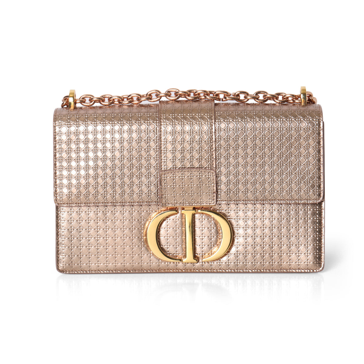 Rose Gold Micro-Cannage Patent Leather 30 Montaigne Shoulder Bag