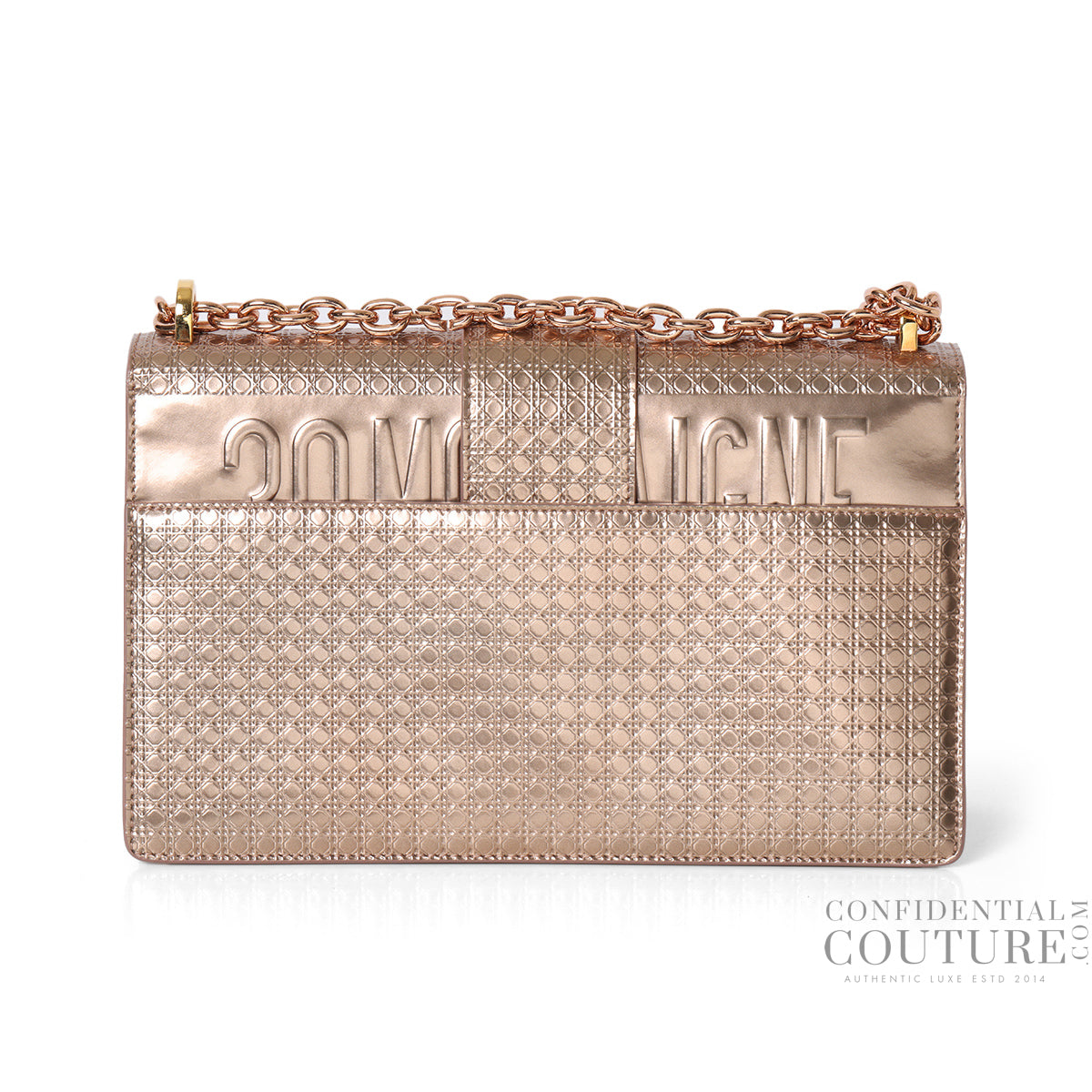 Rose Gold Micro-Cannage Patent Leather 30 Montaigne Shoulder Bag