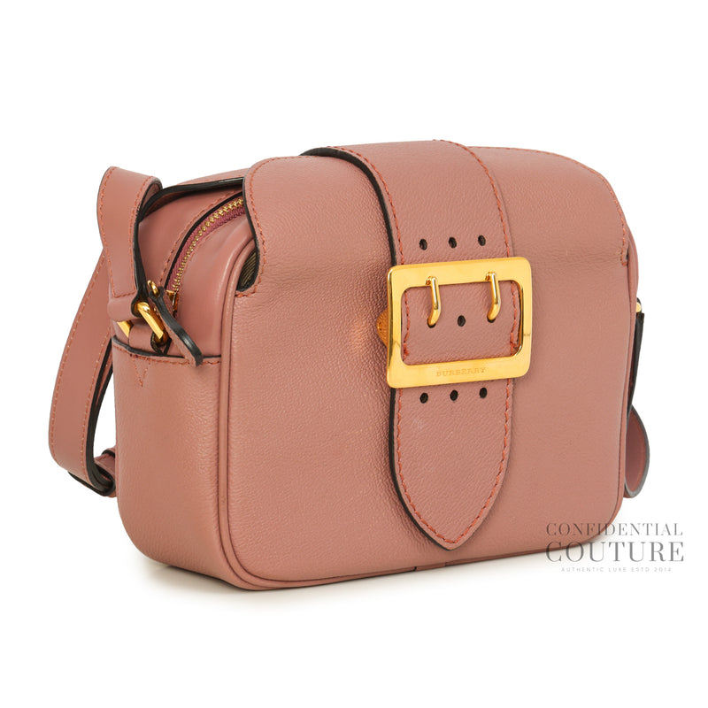 Dusty Pink Leather Small Buckle Crossbody Bag