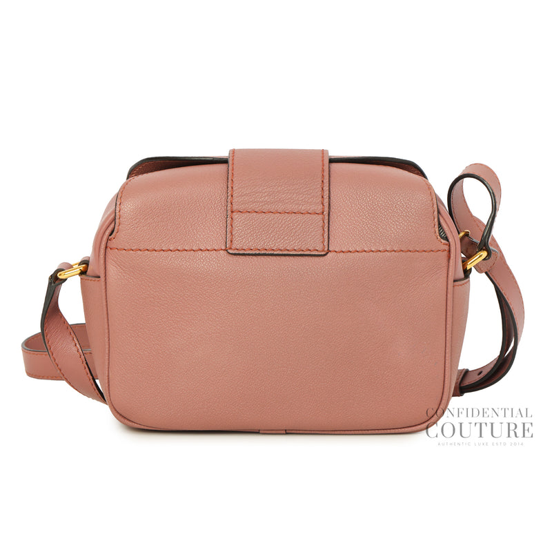 Dusty Pink Leather Small Buckle Crossbody Bag