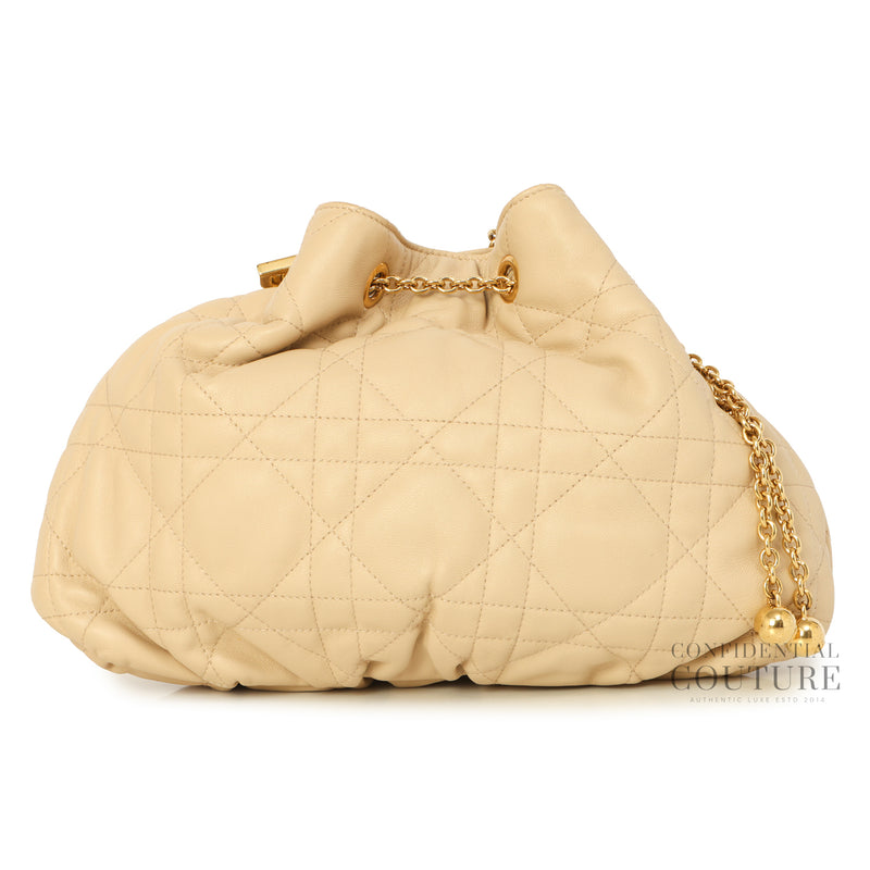 Beige Ammi Small Supple Macrocannage Quilted Leather Bag