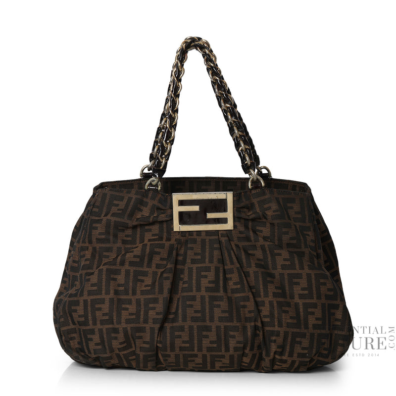 Fendi Tobacco Zucca Print Canvas Mia Shoulder Bag