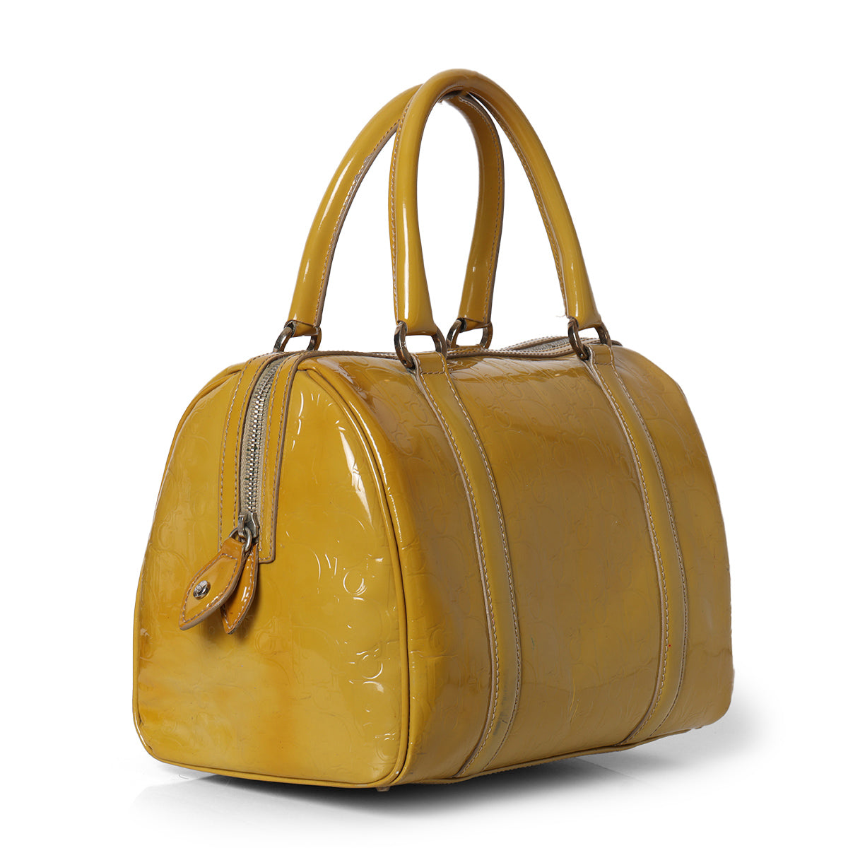 Oblique Yellow Patent Leather Handbag