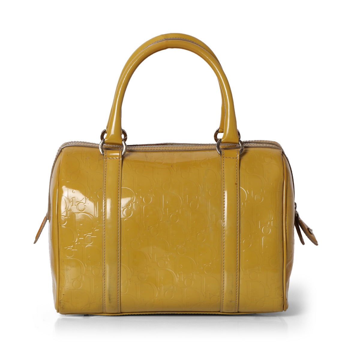 Oblique Yellow Patent Leather Handbag