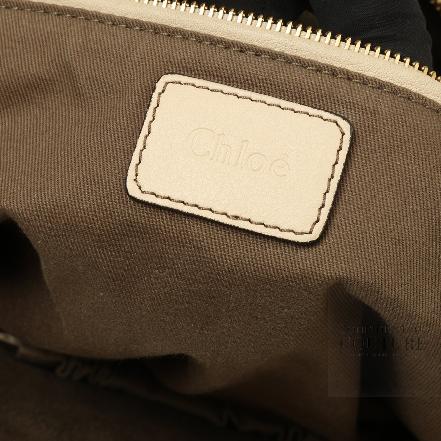 Ivory Calfskin Leather Large Marcie Hobo Bag