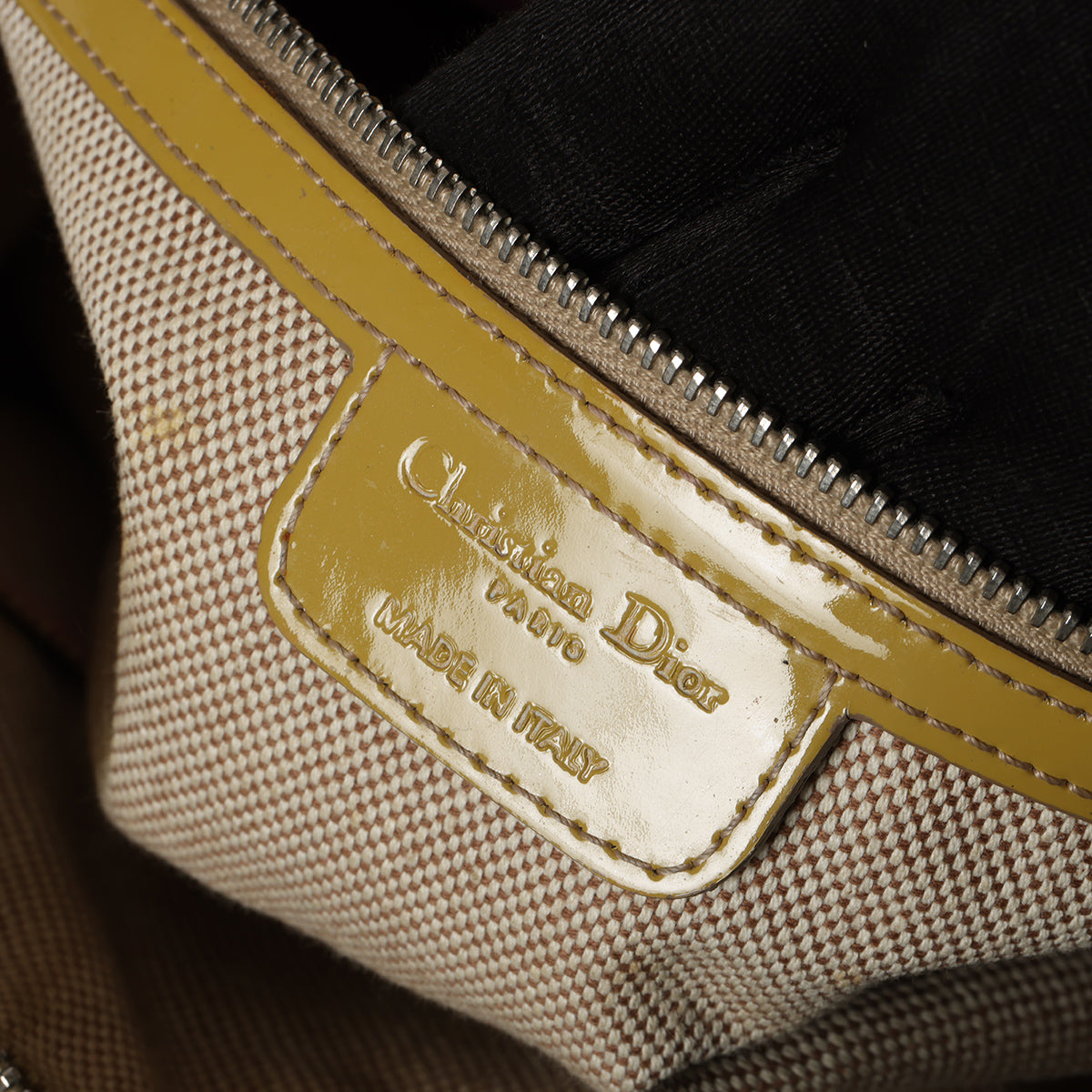 Oblique Yellow Patent Leather Handbag