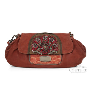 Coccodrillo-Trimmed Antic Skipper Shoulder Bag