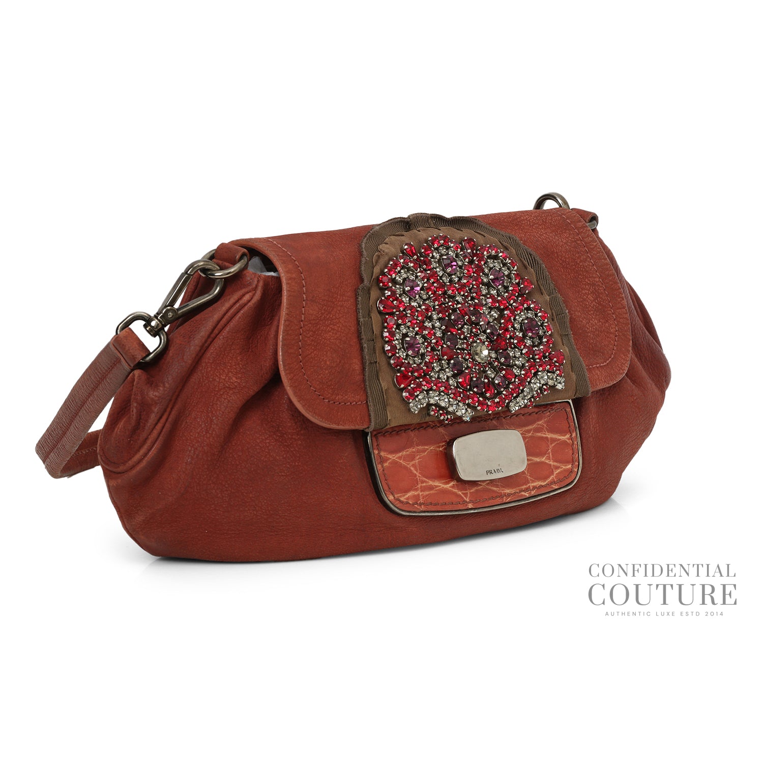Coccodrillo-Trimmed Antic Skipper Shoulder Bag