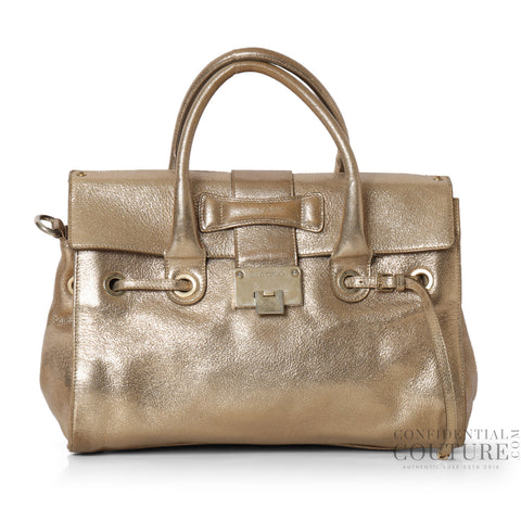 Rosalie Metallic Gold Crinkled Leather Satchel
