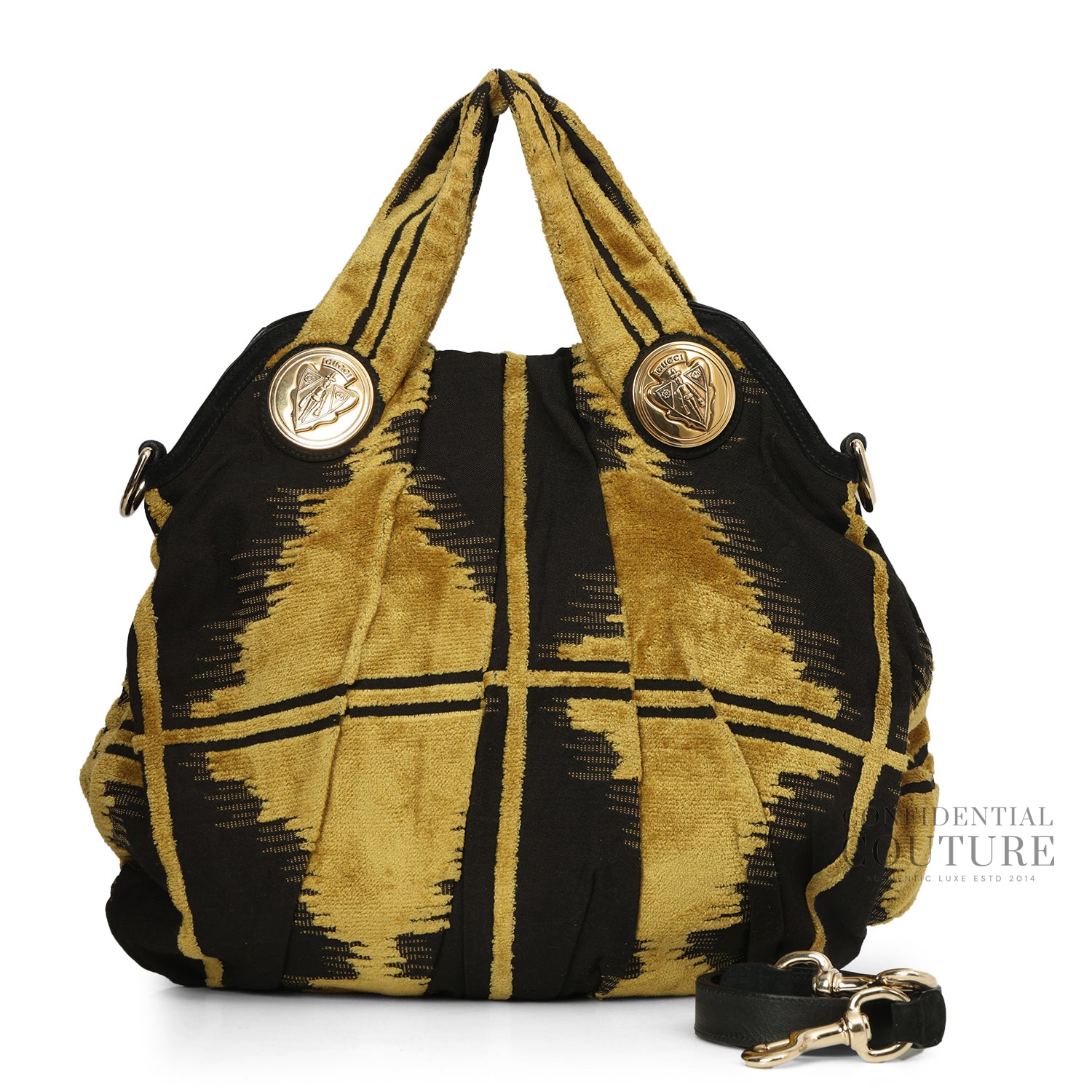Black/Yellow Fabric Large Hysteria Hobo
