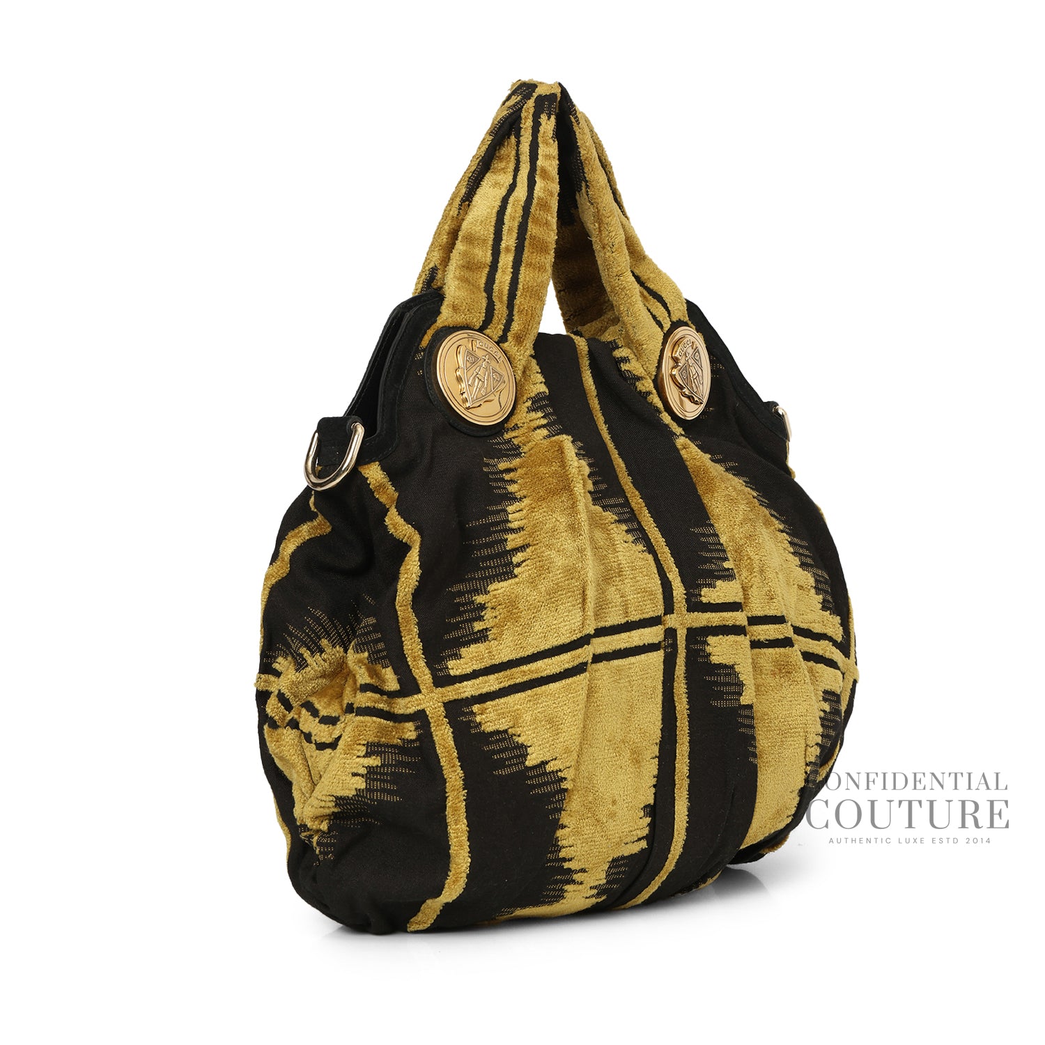 Black/Yellow Fabric Large Hysteria Hobo