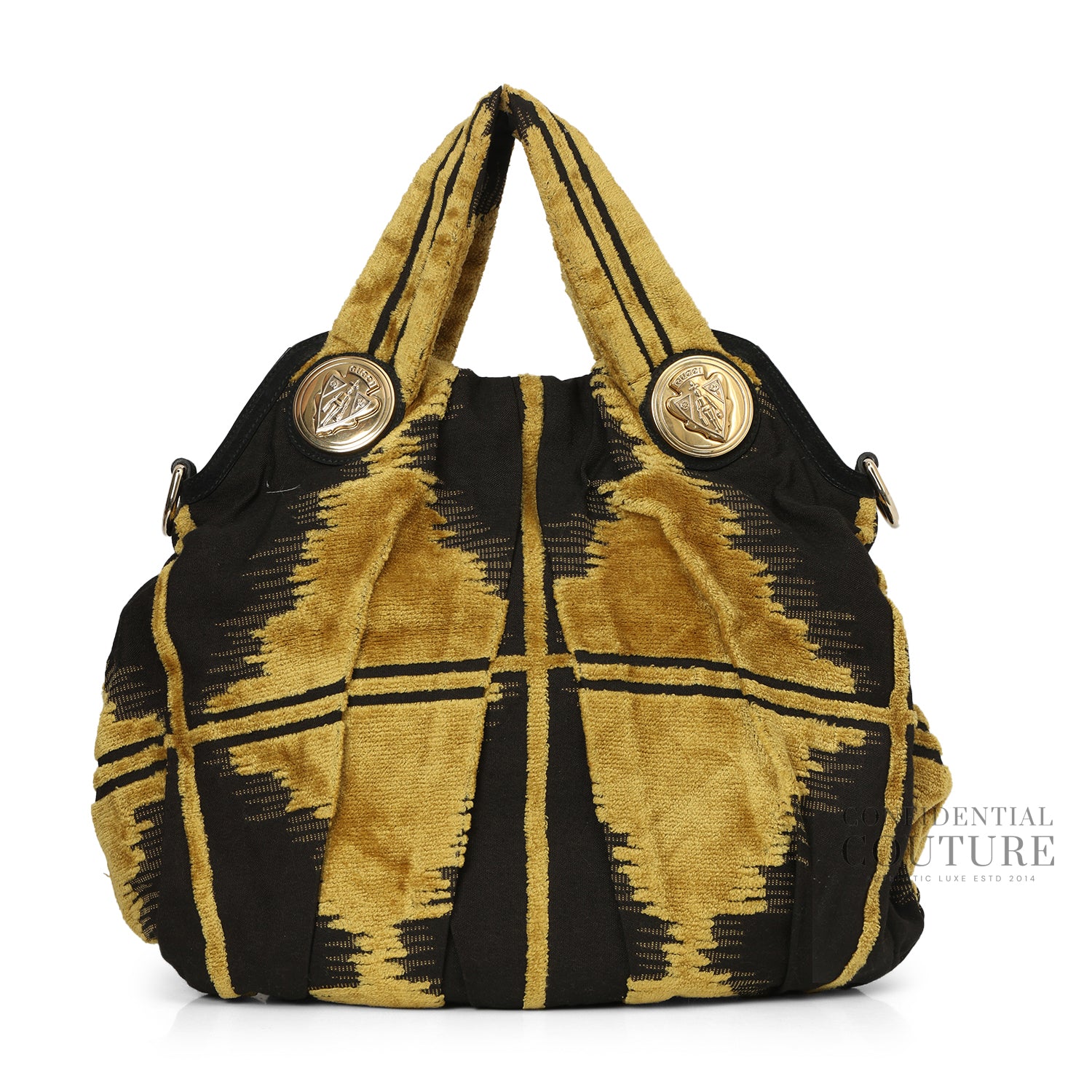 Black/Yellow Fabric Large Hysteria Hobo
