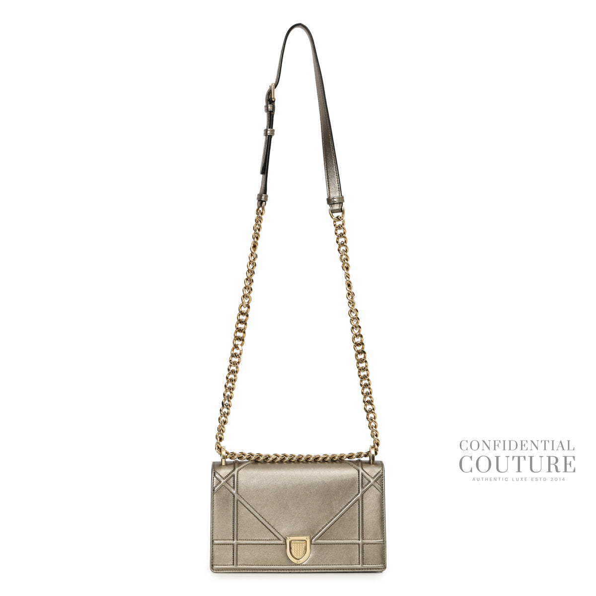 Metallic Grey Small Diorama Flap Bag