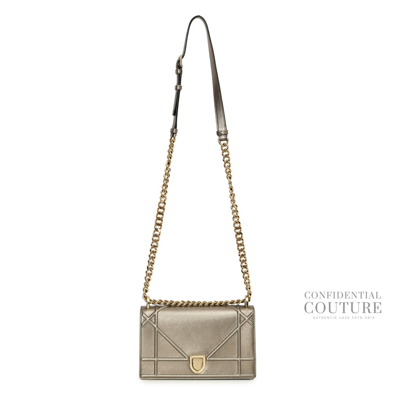 Metallic Grey Small Diorama Flap Bag