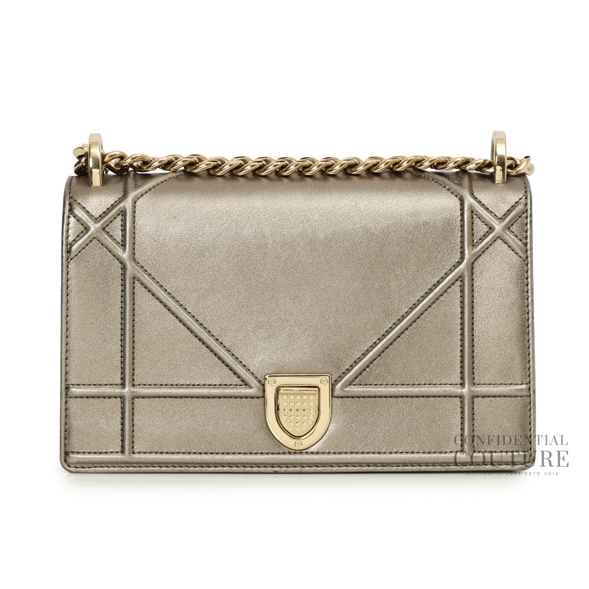Metallic Grey Small Diorama Flap Bag