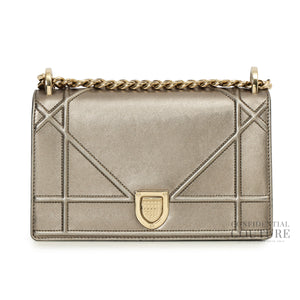 Metallic Grey Small Diorama Flap Bag