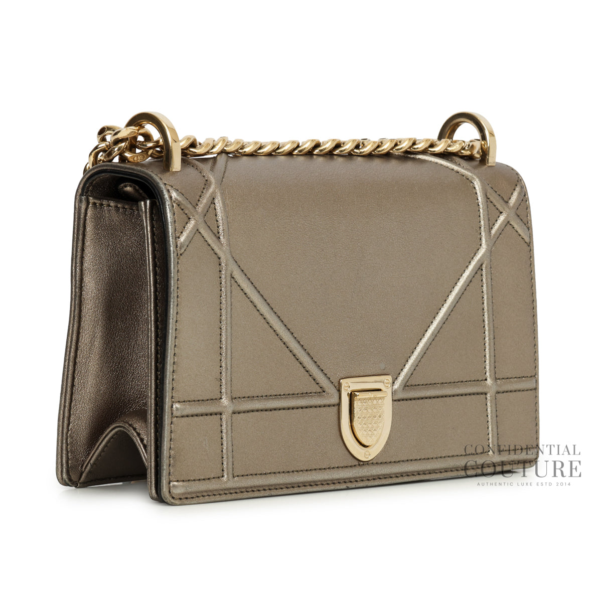 Metallic Grey Small Diorama Flap Bag