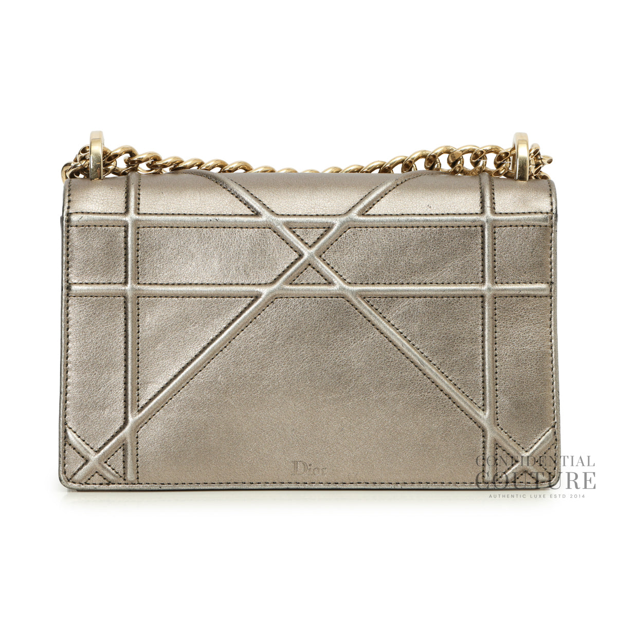 Metallic Grey Small Diorama Flap Bag
