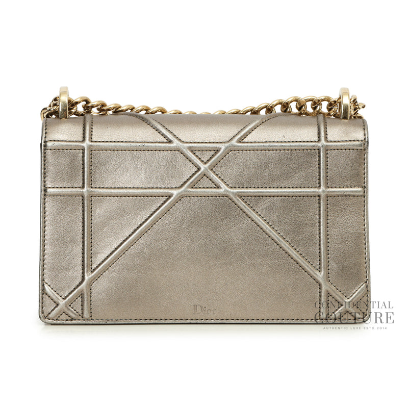 Metallic Grey Small Diorama Flap Bag