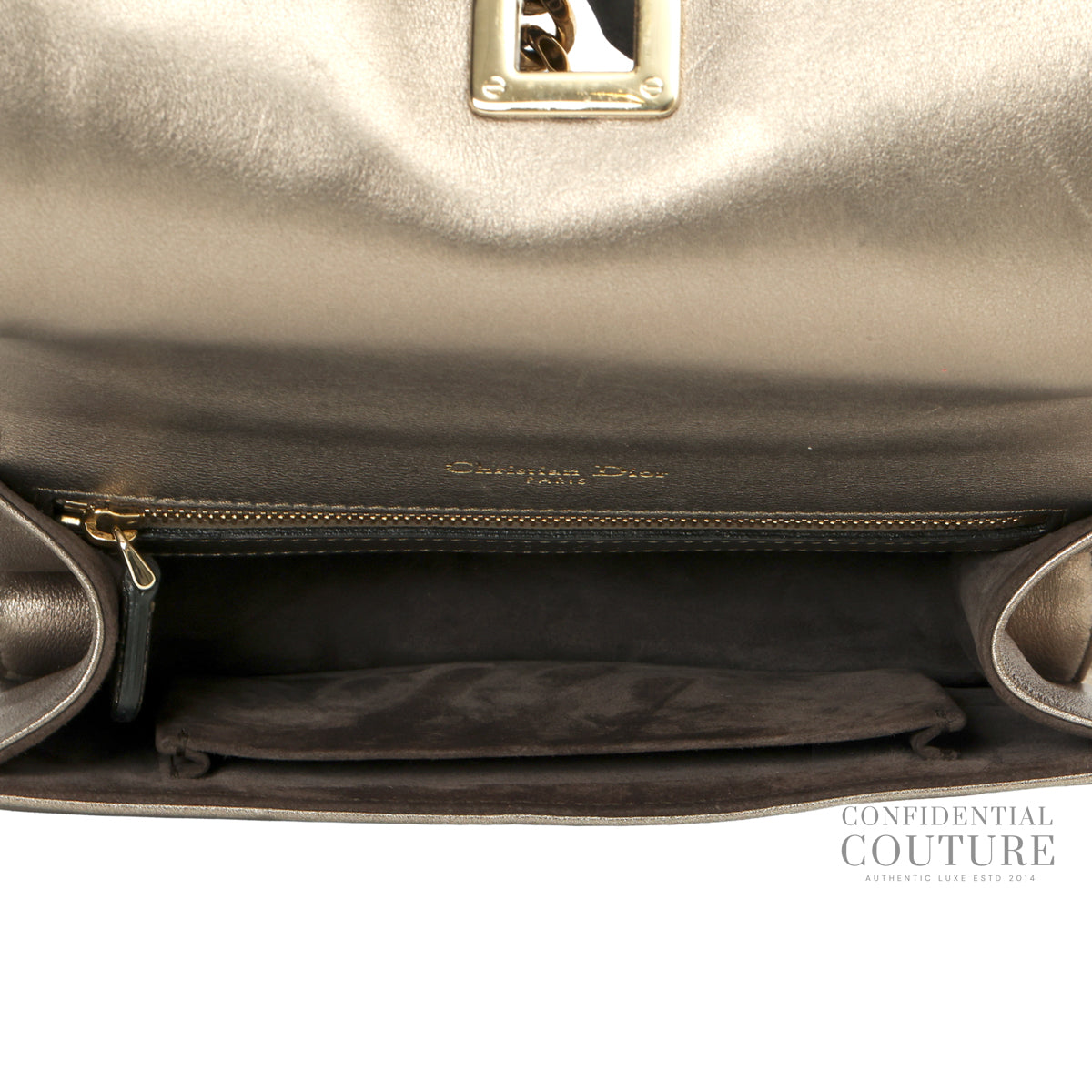Metallic Grey Small Diorama Flap Bag
