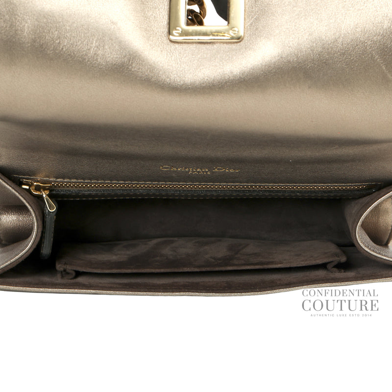 Metallic Grey Small Diorama Flap Bag