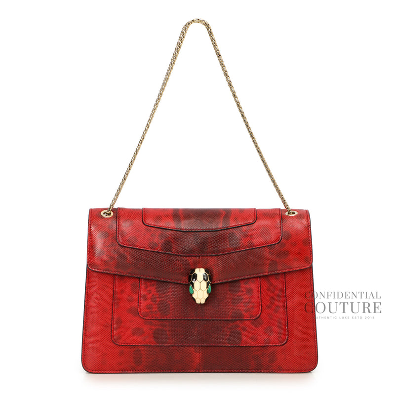 Red Karung Leather Medium Serpenti Forever Shoulder Bag
