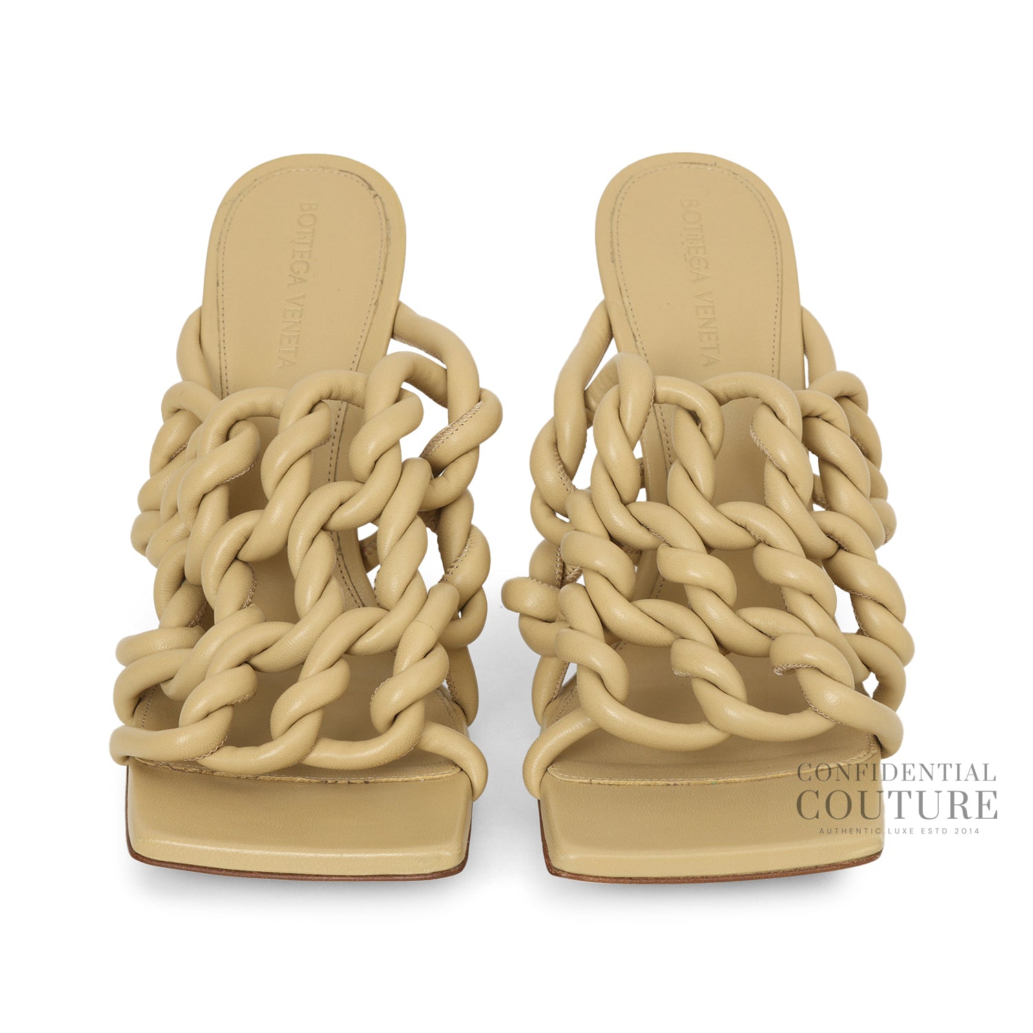 Beige Stretch Twist Heeled Mule Sandals EU 39 | UK 6 | US 9