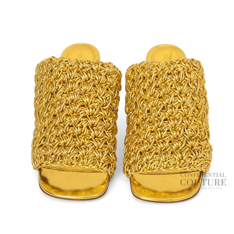 Women bottega veneta gold sandals