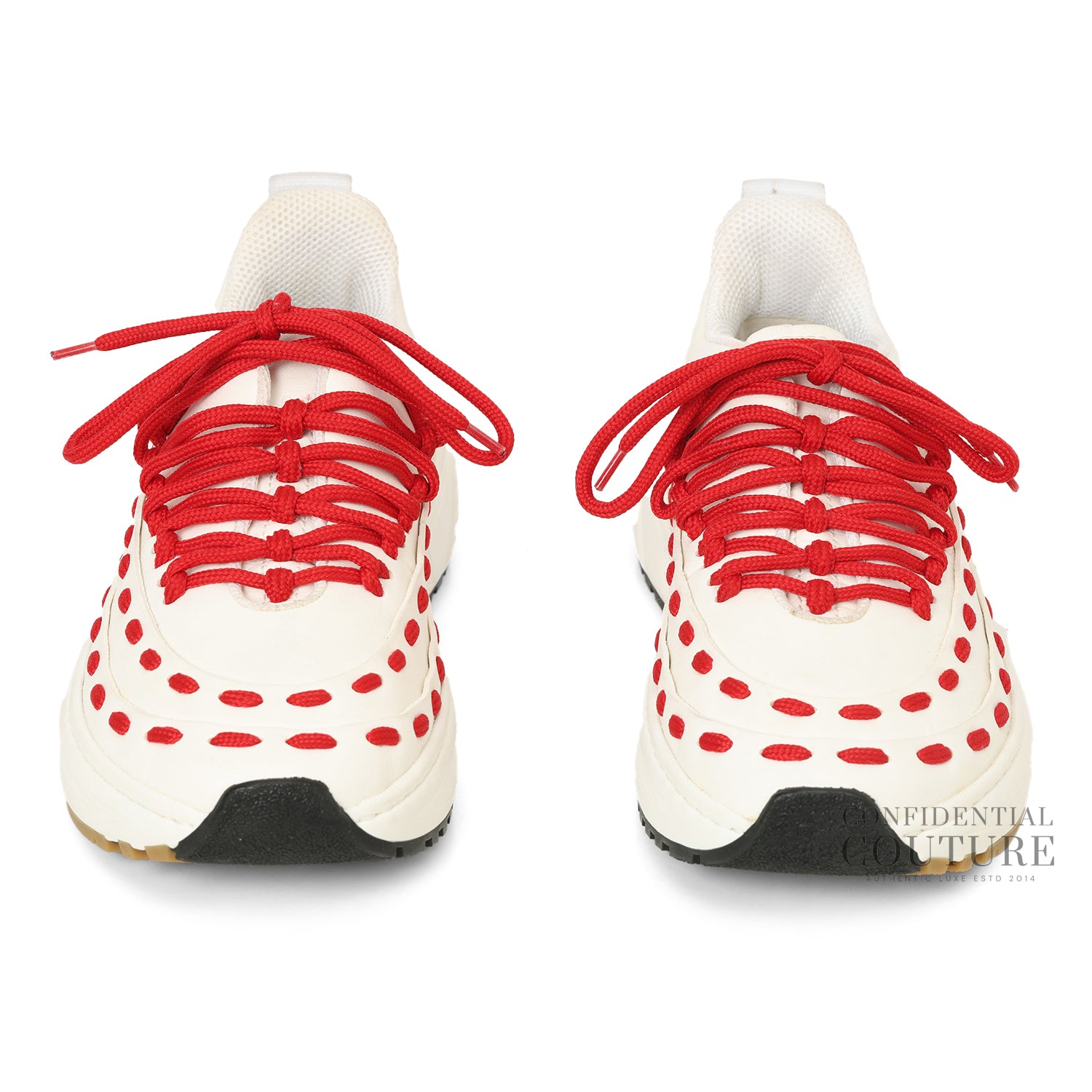 Speedster Lace-Up Sneakers In White Leather With Red Laces EU 39 | UK 5 | US 6