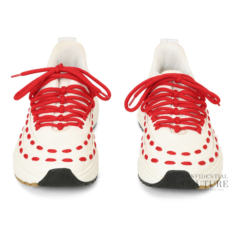 Speedster Lace-Up Sneakers In White Leather With Red Laces EU 39 | UK 5 | US 6