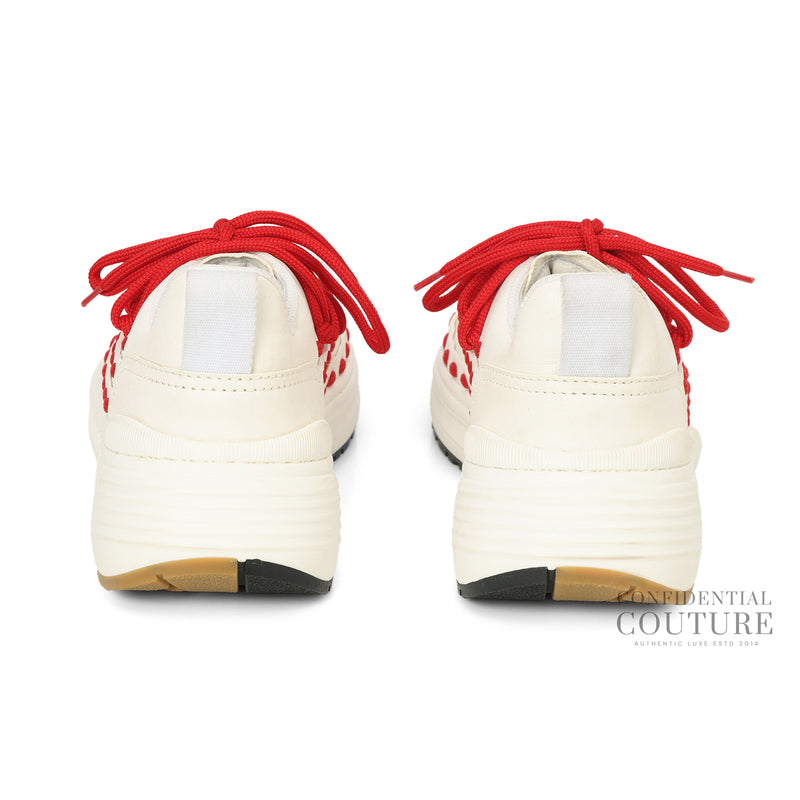 Speedster Lace-Up Sneakers In White Leather With Red Laces EU 39 | UK 5 | US 6