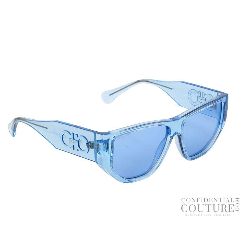 Women Salvatore Ferragamo SF107743256S Blue Gradient Rectangular Sunglasses