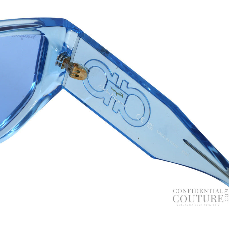 Pre loved salvatore ferragamo sf107743256s blue gradient rectangular sunglasses price